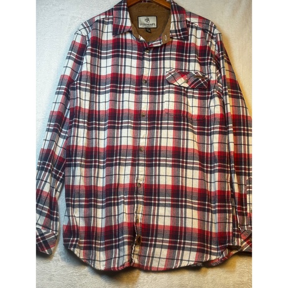 Legendary Whitetails Other - Legendary Whitetails Flannel Shirt LT Large Tall Red Blue Plaid Corduroy Collar‎